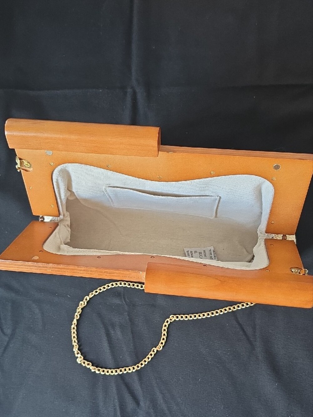 Striped Knit Clutch in Cream and Black with Tan Accent - Picture 7 of 10